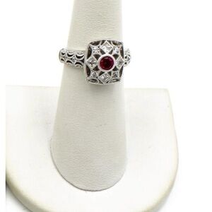 Tacori sterling silver red gemstone CZ ring
